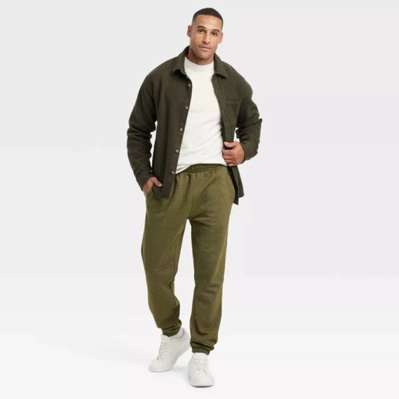 Goodfellow & Co Men's Small Green Heavyweight Fleece Jogger Pants Elastic Waist - Picture 2 of 13